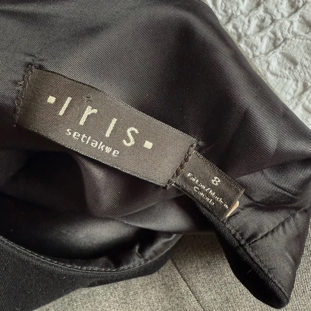 Iris Setlakwe Two-Tone Sheath Dress Black Gray Sleeveless Fitted Classic Size 8 - Picture 5 of 11
